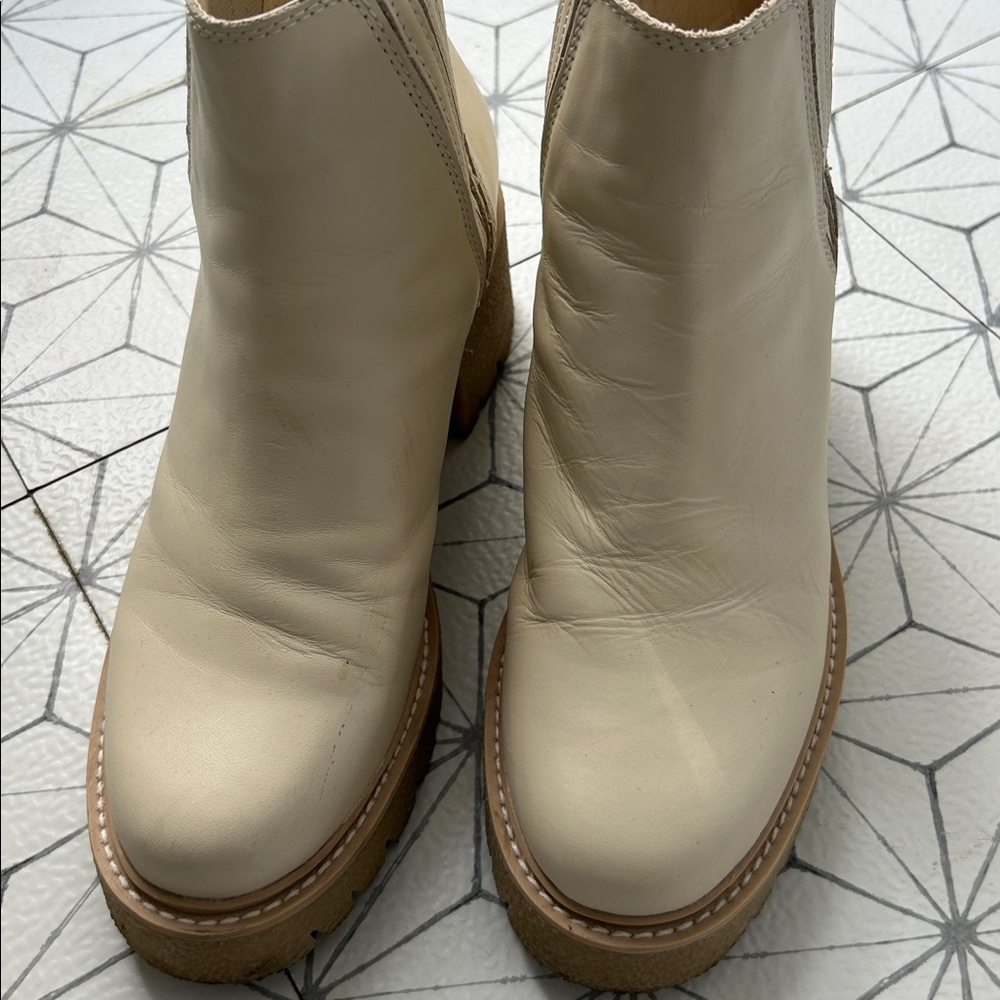 Dolce Vita Ivory Leather H2O Ankle Boots